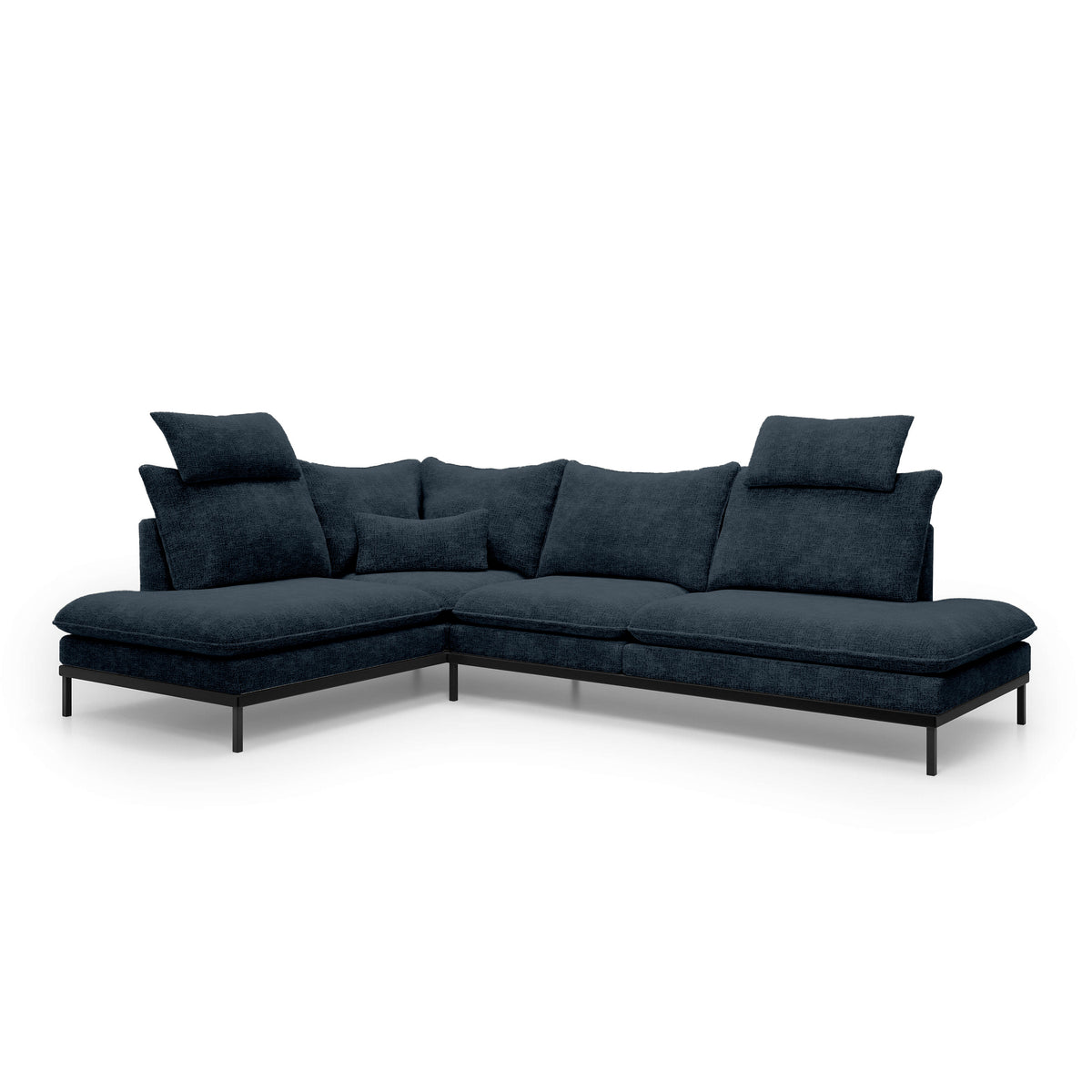 Leafy 4 Seater Premium Corner Sofa 293×198 cm, Elegant Style – Left-Sided, Night Granite (CREMONA 79)
