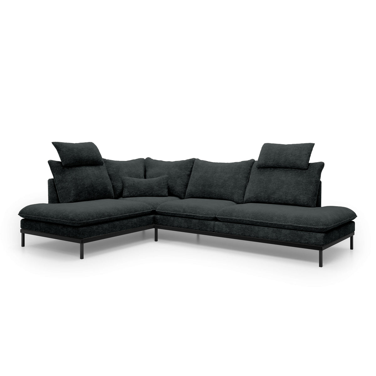 Leafy 4 Seater Premium Corner Sofa 293×198 cm, Elegant Style – Left-Sided, Charcoal Matte (CREMONA 97)