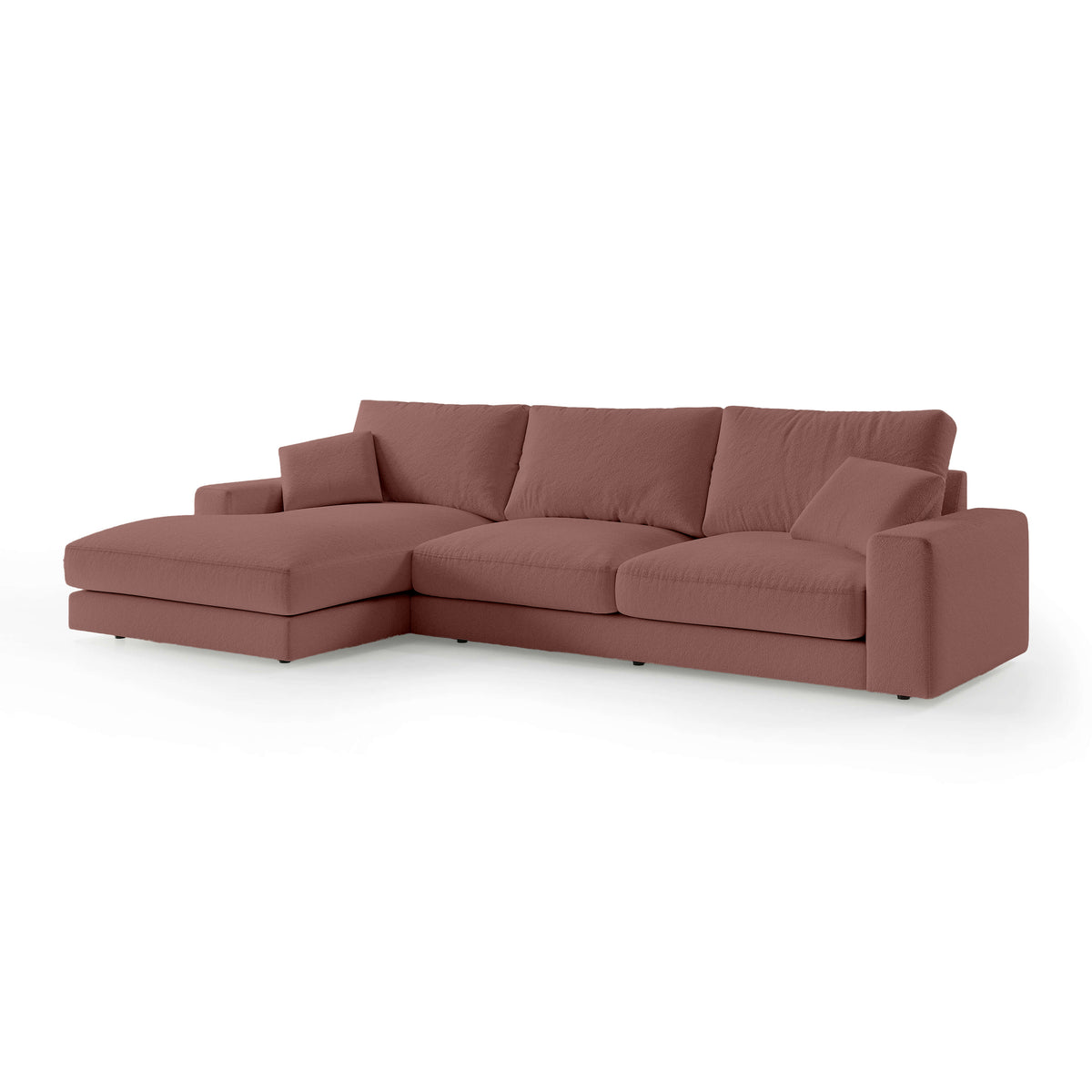Harvesty 4–5 Seater Premium Corner Sofa, Minimalist Style – Left-Sided, Ruby Sepia (ARAGON 59)
