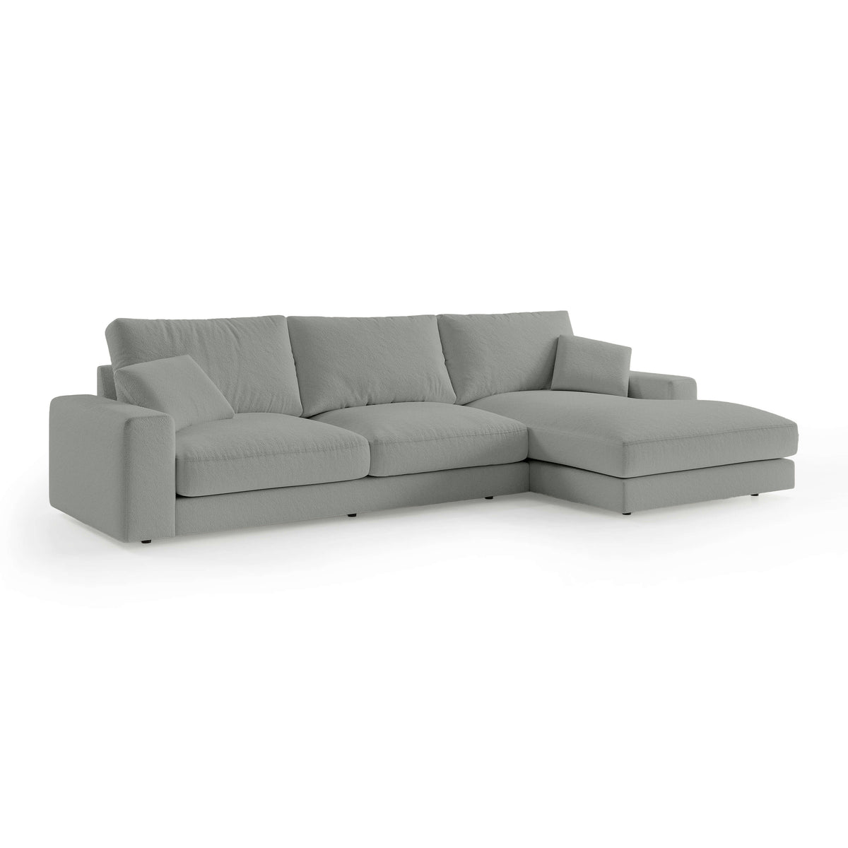 Harvesty 4–5 Seater Premium Corner Sofa, Minimalist Style – Right-Sided, Steel Gray (ARAGON 83)