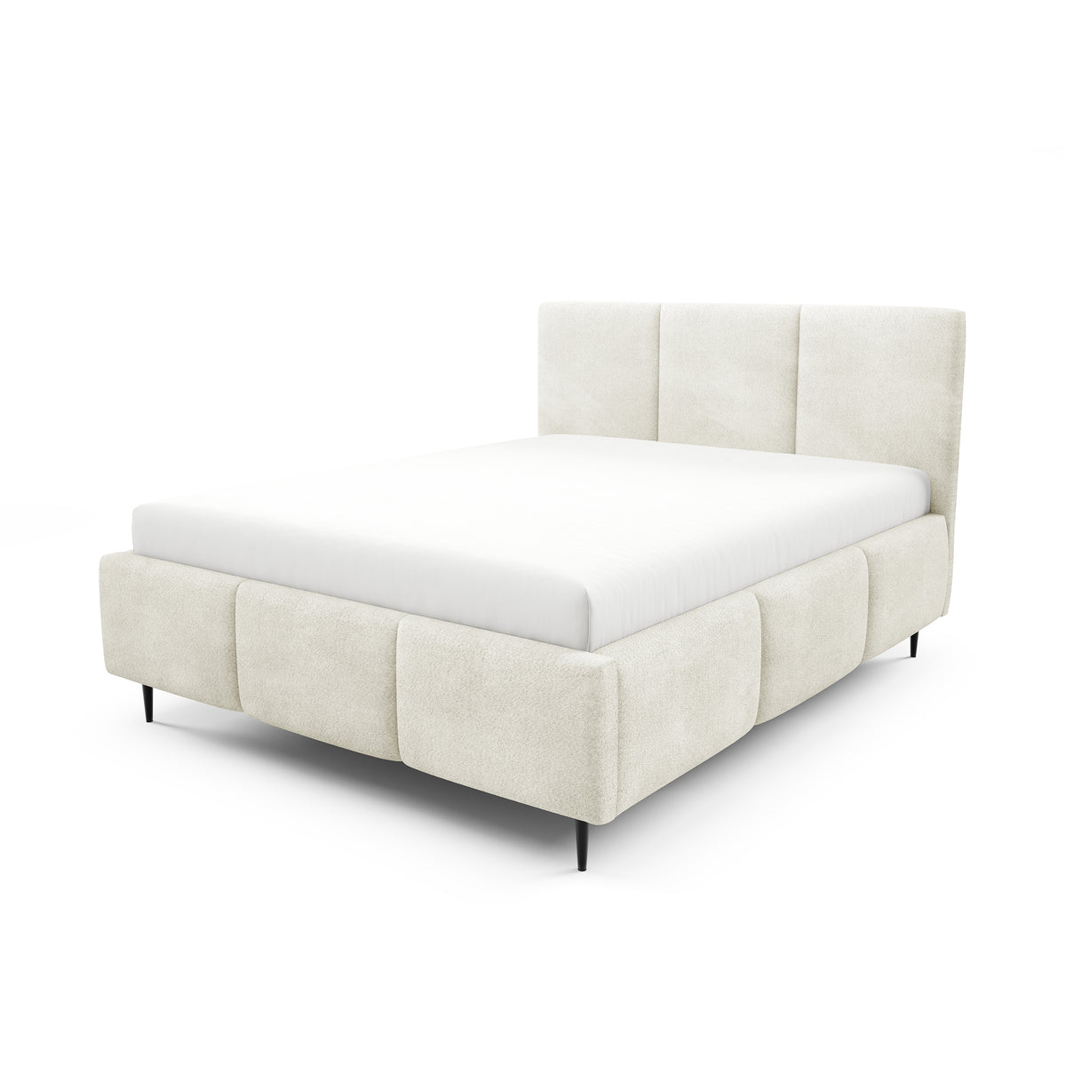 Melora Upholstered Ottoman Bed with Storage, Various Sizes in Modern Style, Coral Fabric – Linen Beige (CORAL 15)