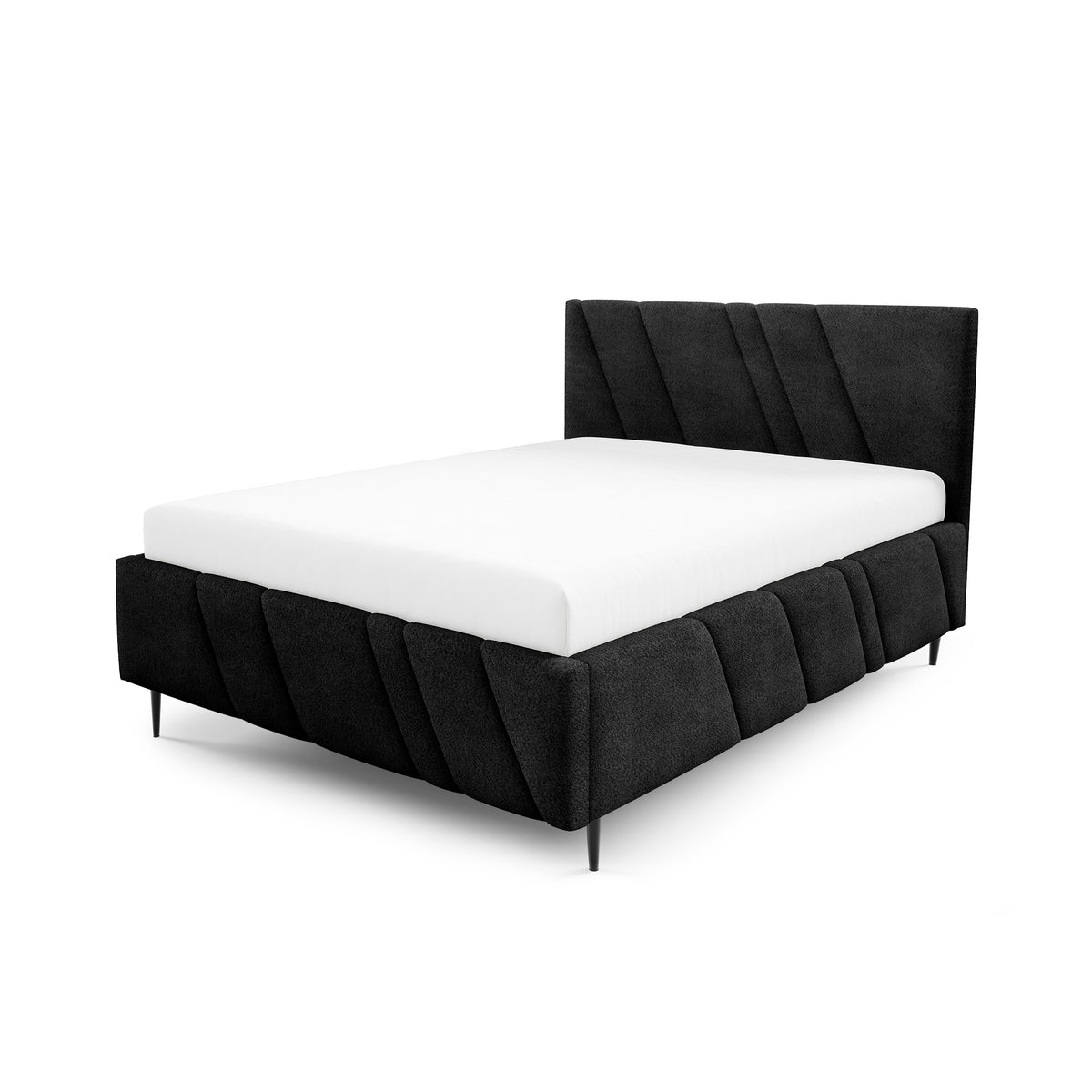 Raiz Quilted Upholstered Ottoman Bed with Storage, Various Sizes in Modern Style, Coral Fabric – Volcanic Black (CORAL 60)