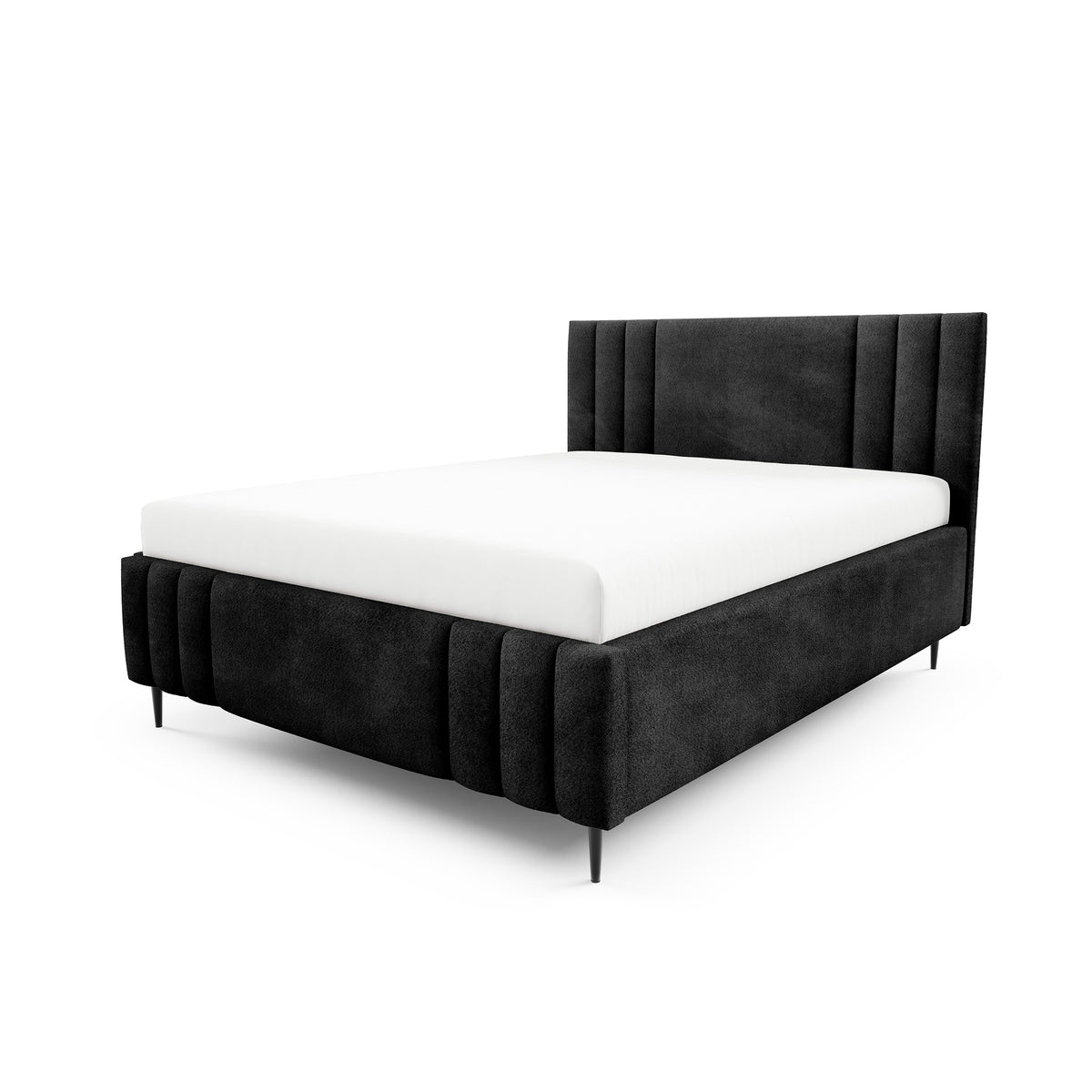Falda Upholstered Ottoman Bed with Storage, Various Sizes in Elegant Style, Coral Fabric – Volcanic Black (CORAL 60)
