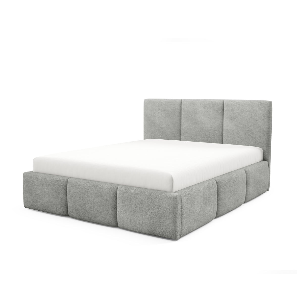 Melora Upholstered Ottoman Bed with Storage, Various Sizes in Modern Style, Coral Fabric – Desert Gray (CORAL 75)