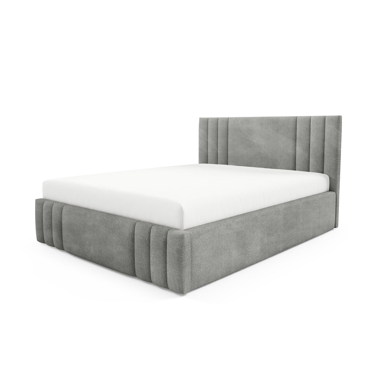 Falda Upholstered Ottoman Bed with Storage, Various Sizes in Elegant Style, Coral Fabric – Desert Gray (CORAL 75)