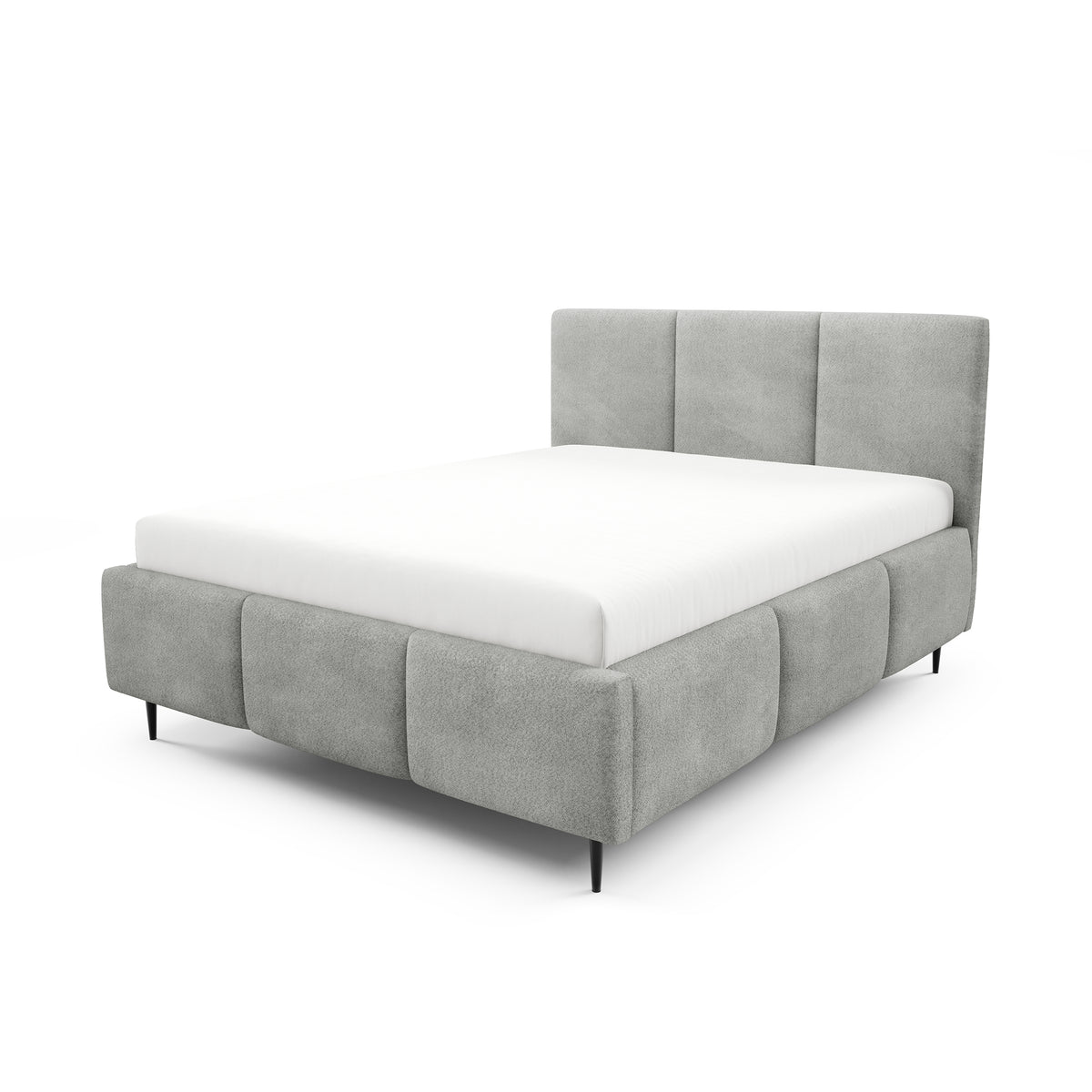 Melora Upholstered Ottoman Bed with Storage, Various Sizes in Modern Style, Coral Fabric – Desert Gray (CORAL 75)