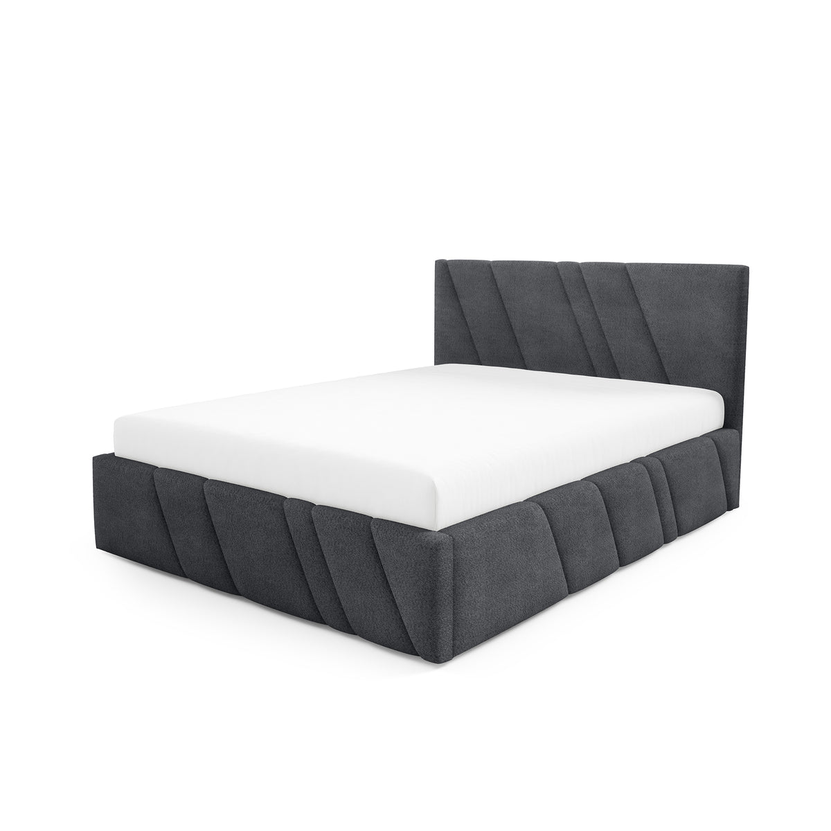 Raiz Quilted Upholstered Ottoman Bed with Storage, Various Sizes in Modern Style, Coral Fabric – Graphite Shadow (CORAL 80)