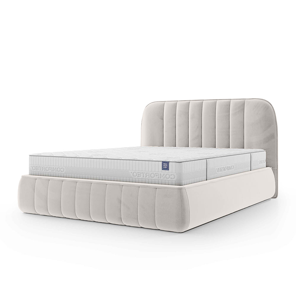 Carla Upholstered Ottoman Bed with Storage, Soft Minimalism Style – Creamy Mist (FRESH 01), 200