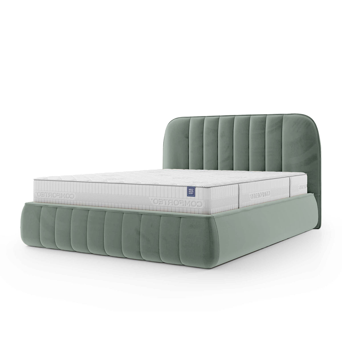 Carla Upholstered Ottoman Bed with Storage, Soft Minimalism Style – Concrete Darkness (FRESH 32), 200