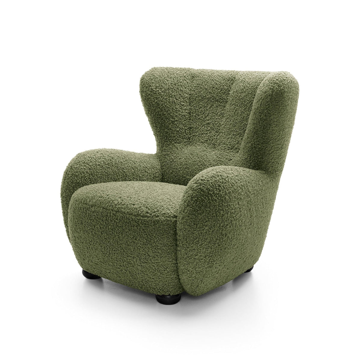 Tedi Armchair 88 cm, Scandinavian Style – Olive Green (ROLF 14), Black