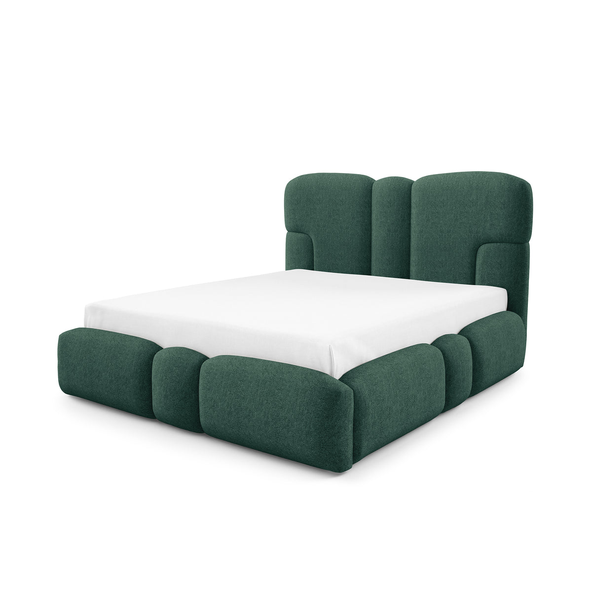 Puffra Upholstered Ottoman Bed with Storage, Various Sizes in Soft Style – Turquoise Bay (DOHA 10)