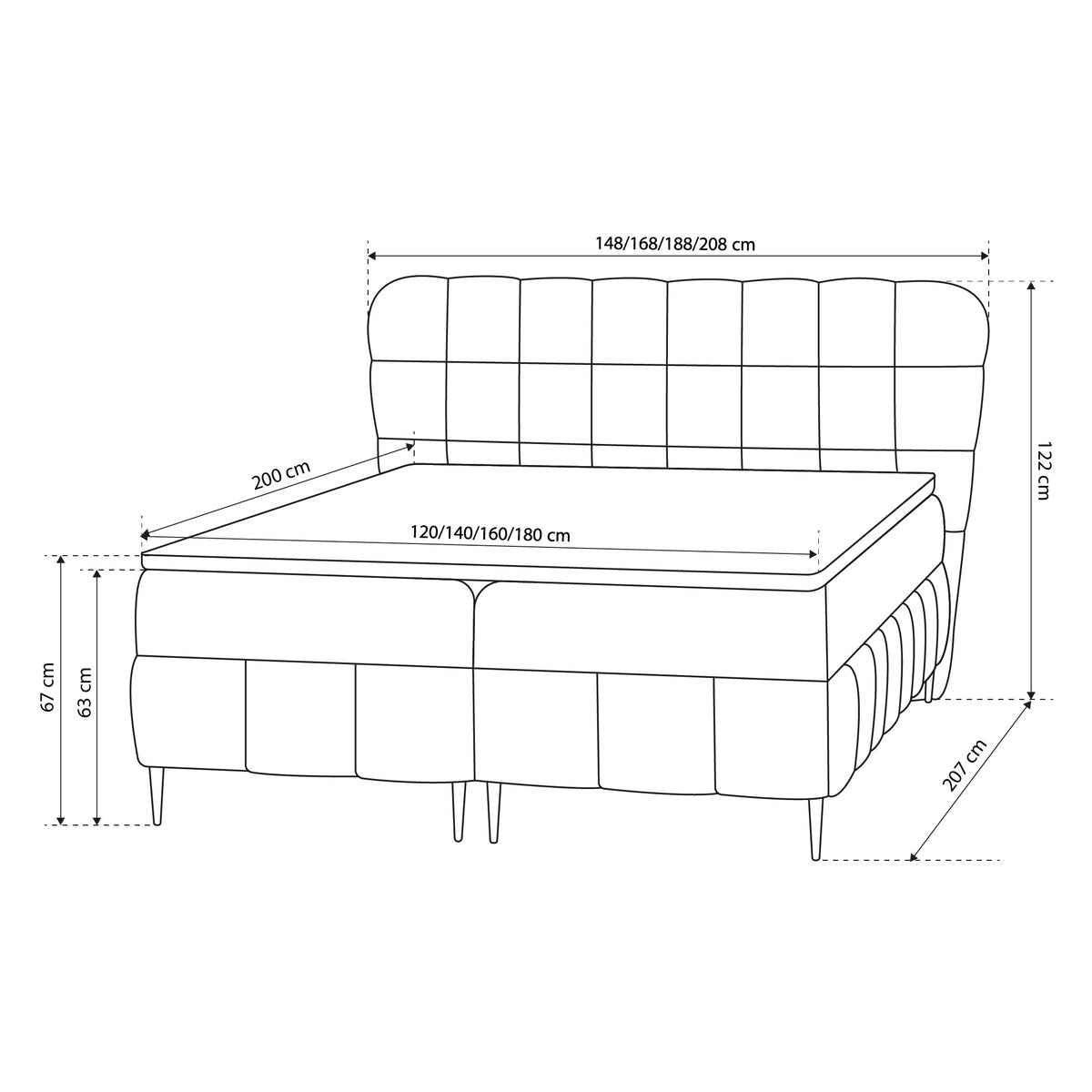 Continental Divan Bed with Topper and Two Storage Compartments in Classic Style | Domy