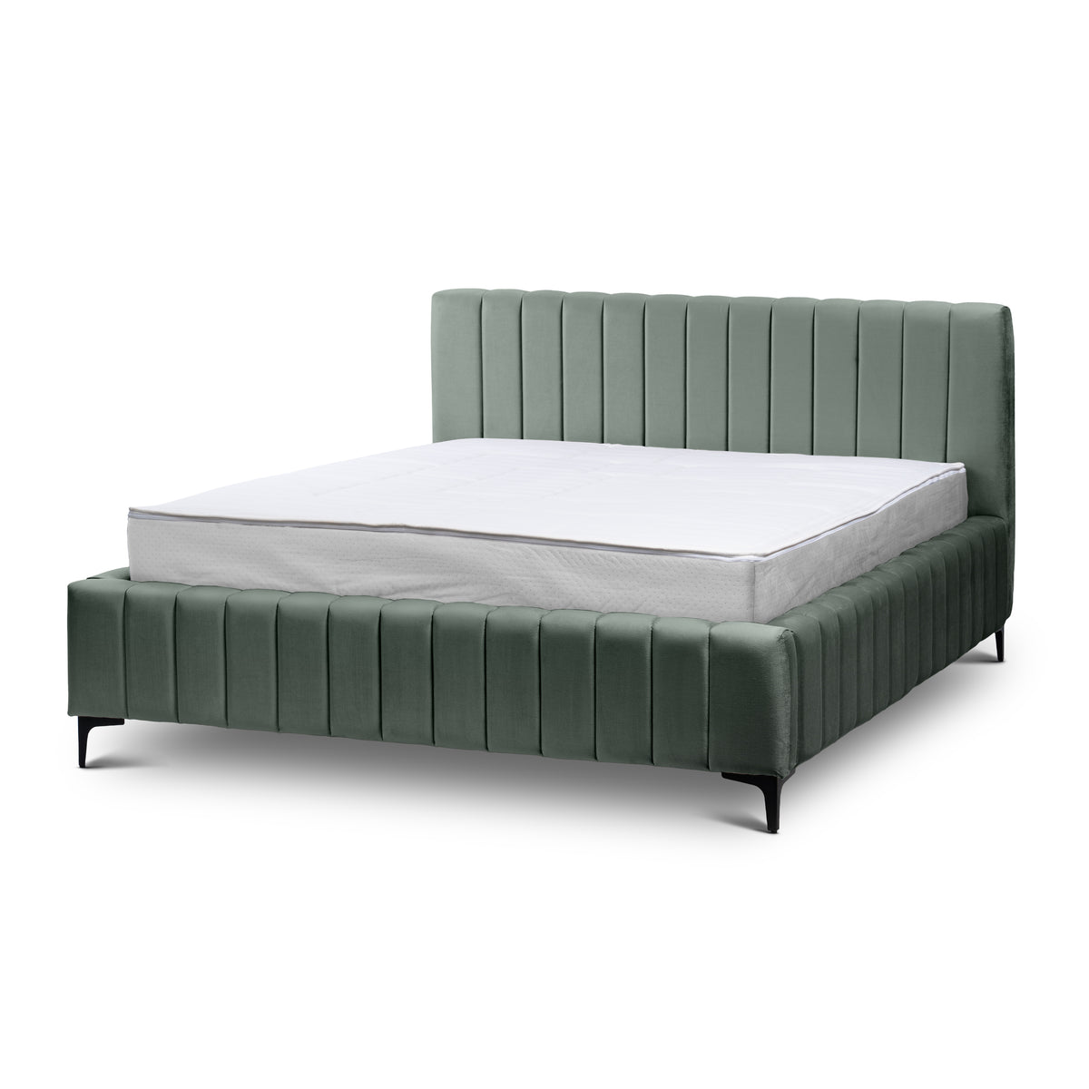 Drevy Upholstered Ottoman Bed with Storage, Modern Style – Fresh Velvet, Vertical Stitching – Concrete Darkness (FRESH 32), 200