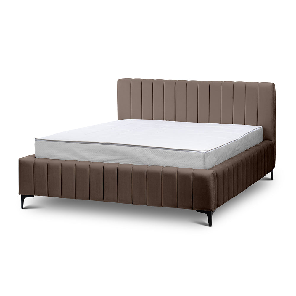 Drevy Upholstered Ottoman Bed with Storage, Modern Style – Fresh Velvet, Vertical Stitching – Tree Bark (FRESH 04), 200