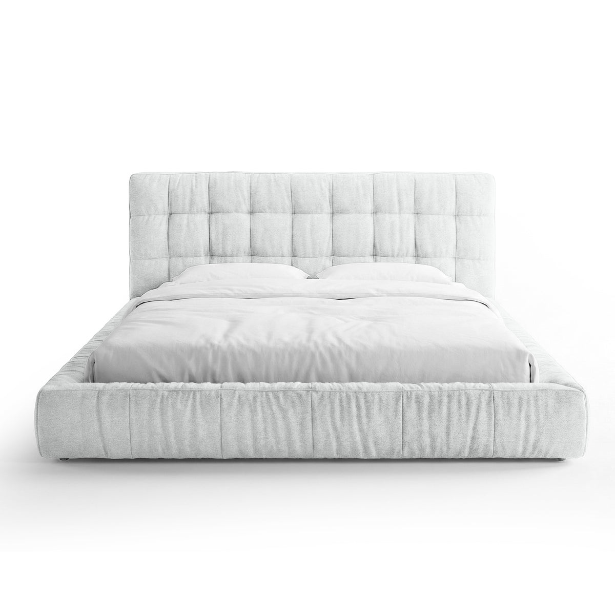 Talaro Quilted Upholstered Bed with a Low Frame, Modern Style – 180x200, Silver Cloud (GOLDEN 01)