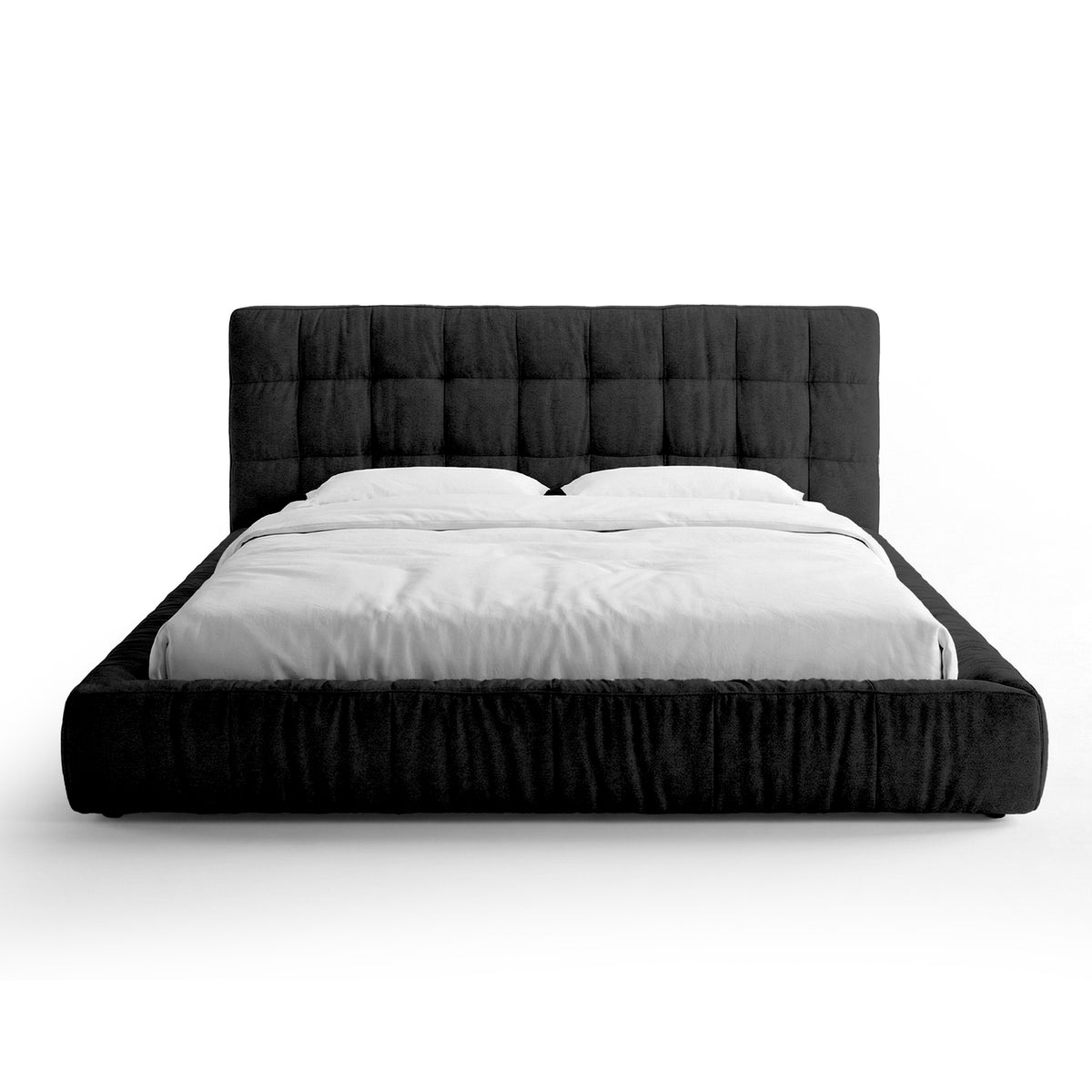 Talaro Quilted Upholstered Bed with a Low Frame, Modern Style – 160x200, Anthracite Night (GOLDEN 29)