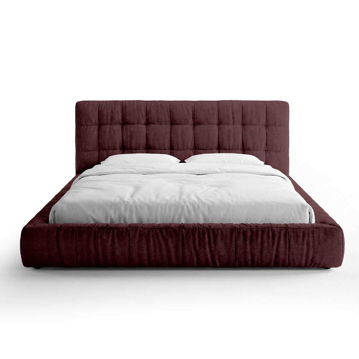Talaro Quilted Upholstered Bed with a Low Frame, Modern Style – 180x200, Wine Basalt (GOLDEN 68)