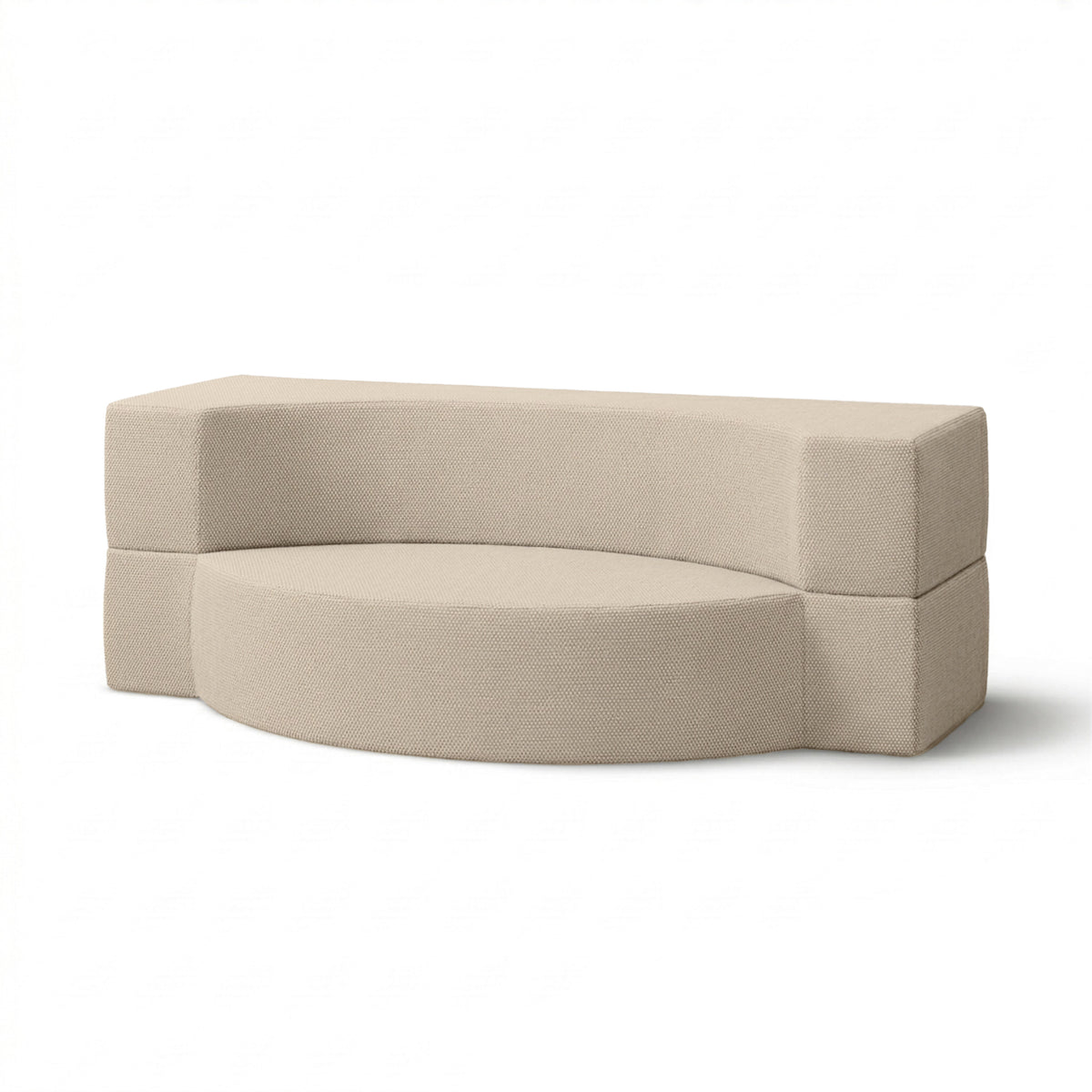 Lunaria Outdoor Foam Sofa 200x100x70 cm in Japandi Style in Harris Outdoor Fabric – Porcelain Linen (HARRIS 7522)