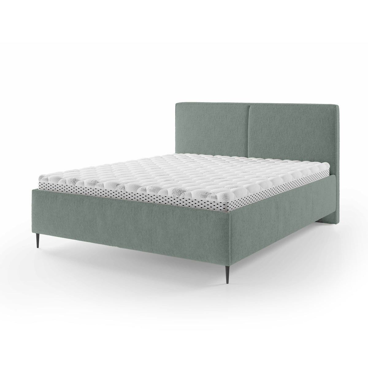 Hatti Upholstered Ottoman Bed with Storage, Minimalist Style – Ocean Fog (PERFECT HARMONY 72), 160 200