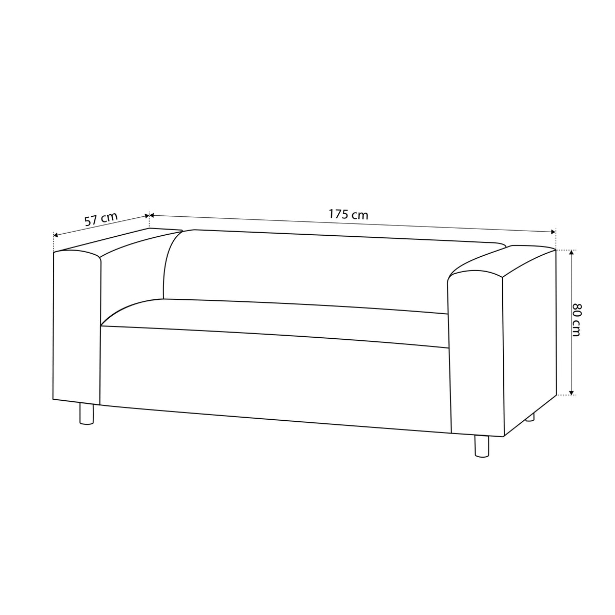 July 3 Seater Sofa 175 cm – dimensions drawing