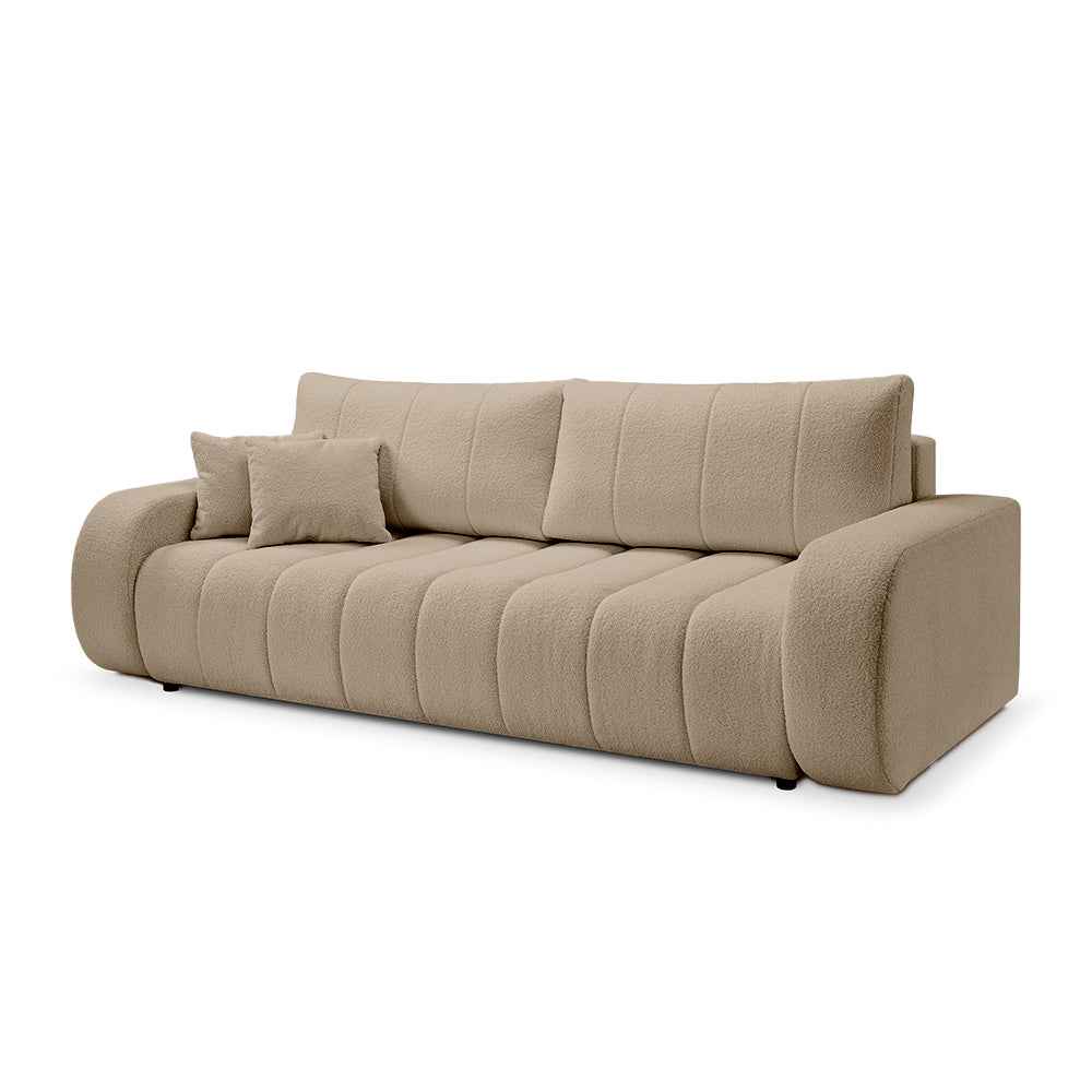 Baloa 3 Seater Sofa Bed 144x200, Scandinavian Style – Velvet Beige (LAMBI 06)