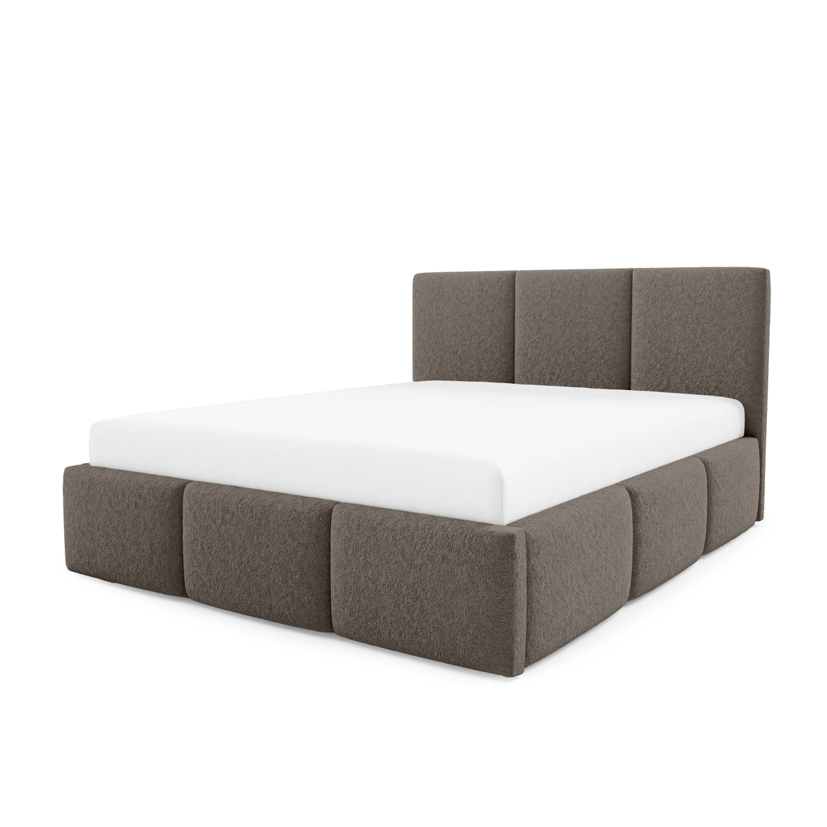 Melora Upholstered Ottoman Bed with Storage, Various Sizes in Modern Style, Lambi Fabric – Oak Shadow (LAMBI 03)