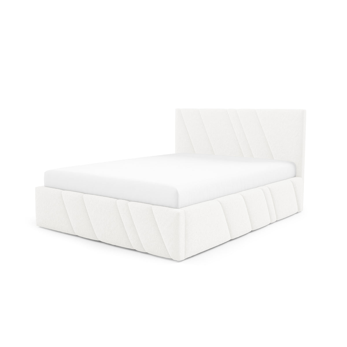 Raiz Quilted Upholstered Ottoman Bed with Storage, Various Sizes in Modern Style, Lambi Fabric – Morning Mist (LAMBI 07)