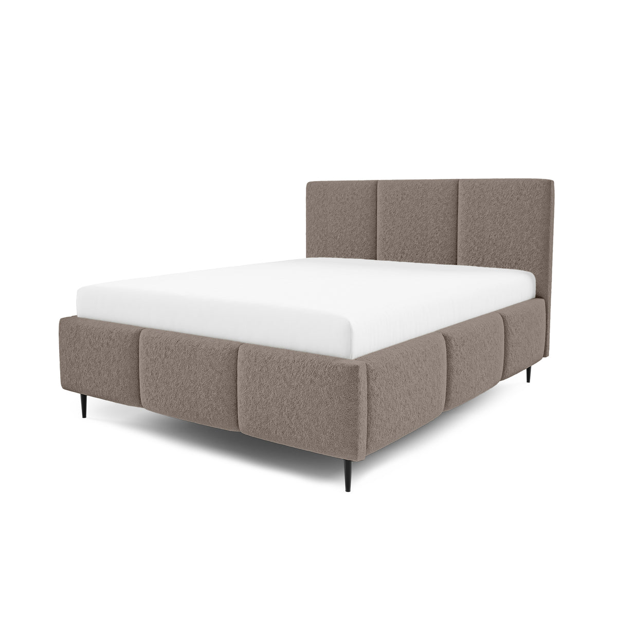 Melora Upholstered Ottoman Bed with Storage, Various Sizes in Modern Style, Lambi Fabric – Caramel Grain (LAMBI 10)