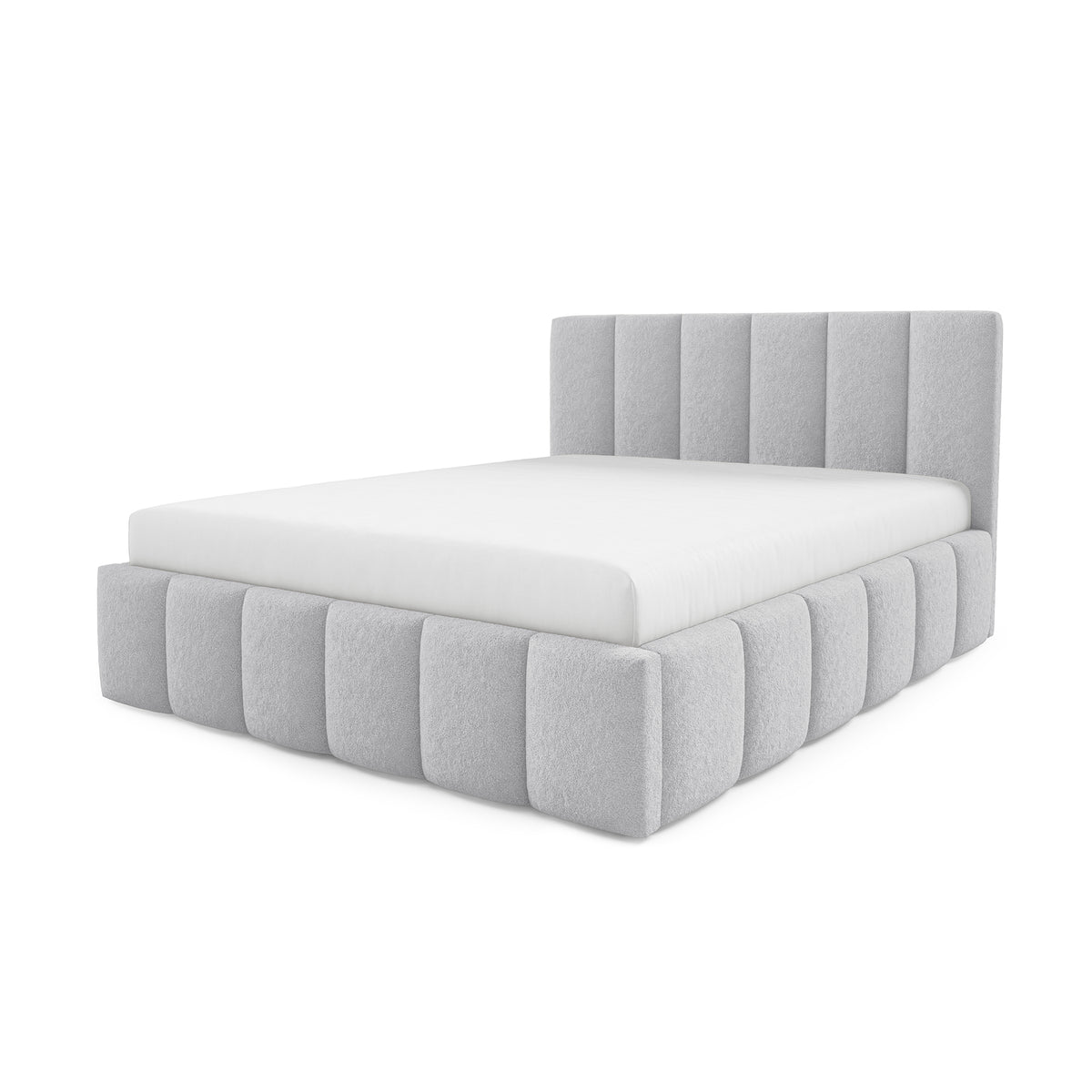 Nerom Quilted Upholstered Ottoman Bed with Bedding Storage, Various Sizes in Elegant Style, Lambi Fabric – Ash Glow (LAMBI 11)