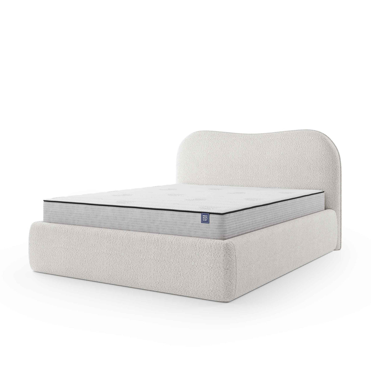 Leo Upholstered Ottoman Bed with Storage, Modern Style – Cream Porcelain (VOUGE 01), 140 200