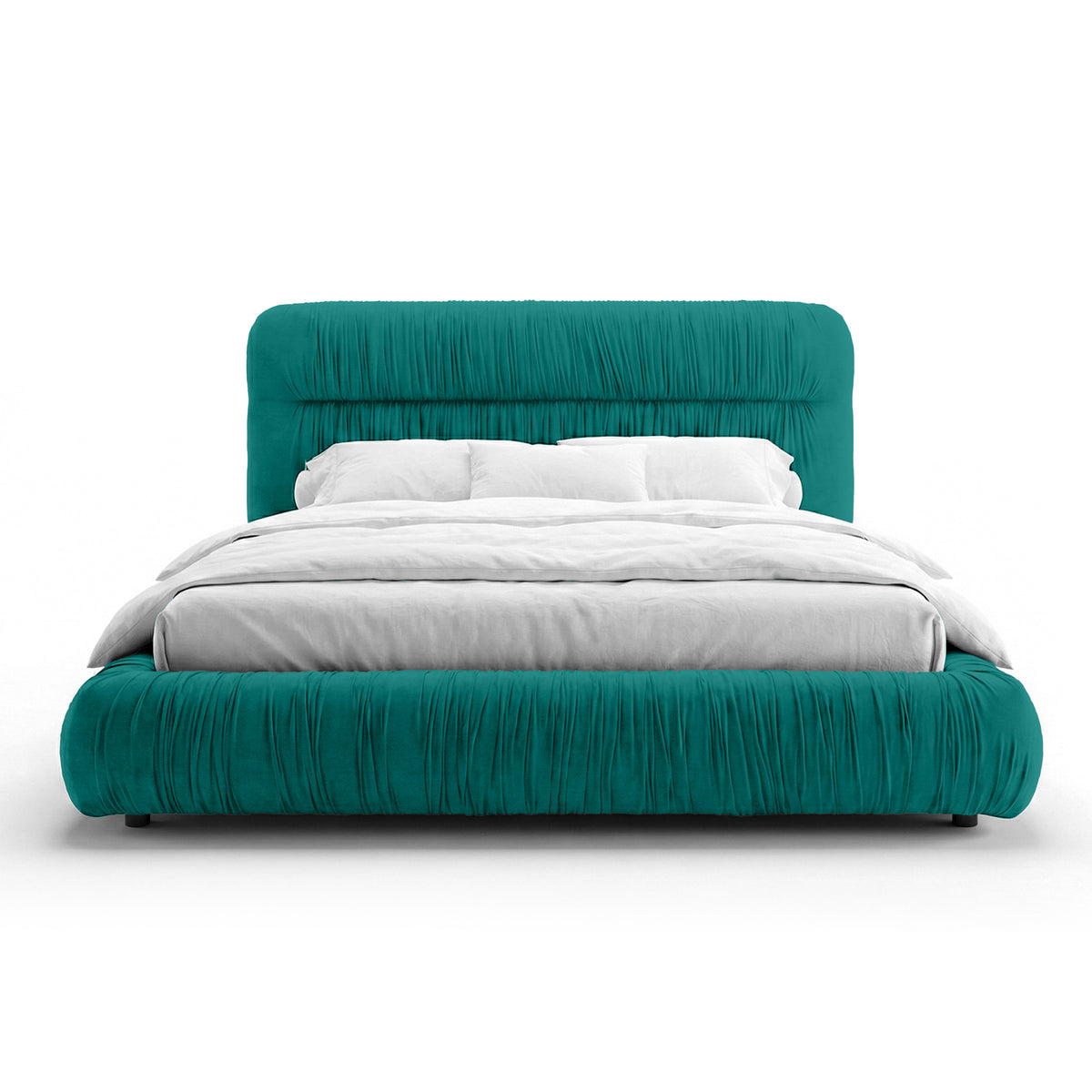 Drapori Upholstered Pleated Ottoman Bed with Storage, Modern Style – Emerald Depth (MAGIC VELVET 2221)