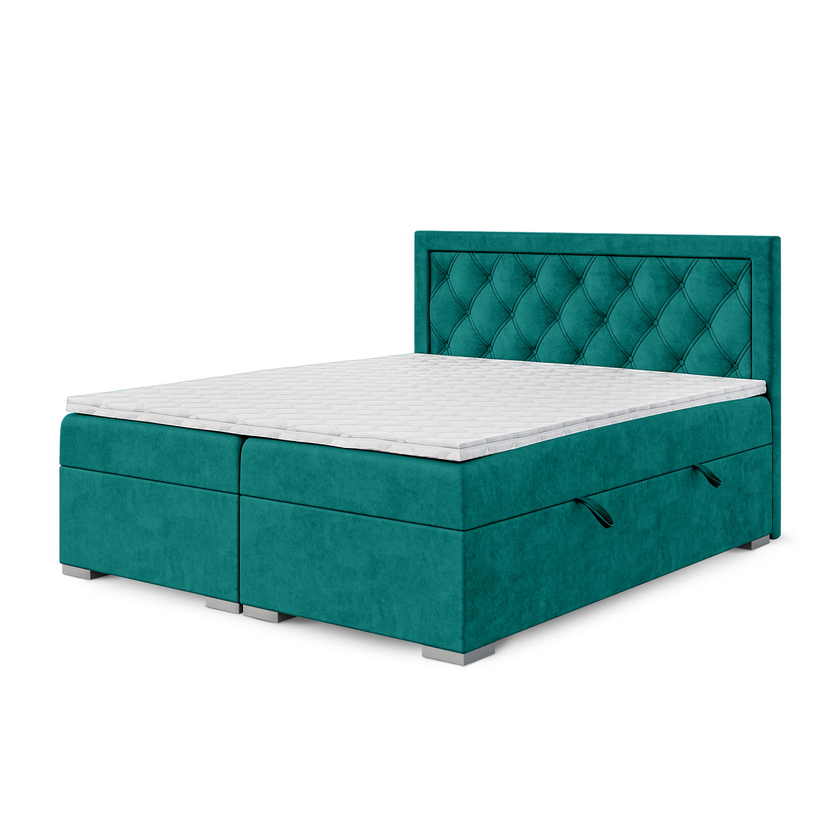 Santia Diamond-tufted Continental Divan Bed with Two Storage Compartments, Glamour Style – 120x200, Emerald Depth (MAGIC VELVET 2221)