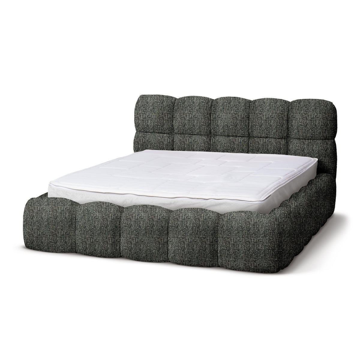 Mevy Upholstered Ottoman Bed with Storage, Minimalist Style – Graphite Mirror (MISCANTO 50), 200