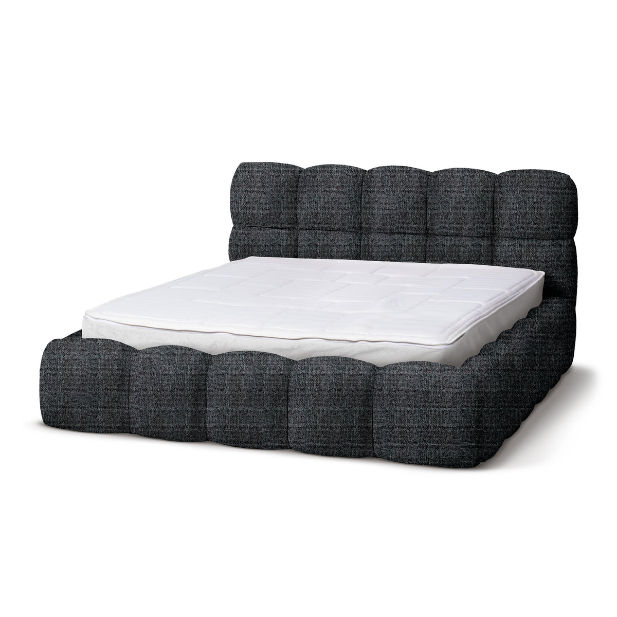 Mevy Upholstered Ottoman Bed with Storage, Minimalist Style – Black Mosaic (MISCANTO 55), 200