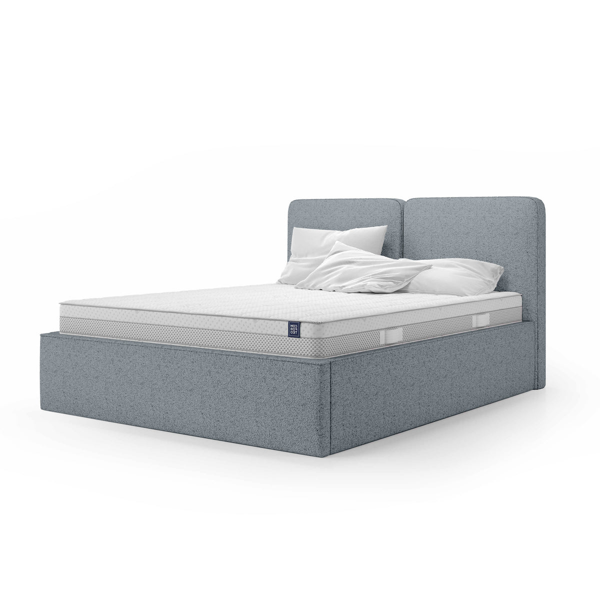 Mokka Upholstered Ottoman Bed with Storage, Modern Style – Gray-Blue Mist (ARAGON 90), 200