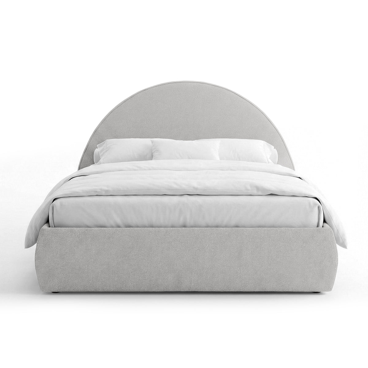 Orizo Upholstered Ottoman Bed with Storage and a Semicircular Headboard, Modern Style – Silver Stone (NOELLE 04)