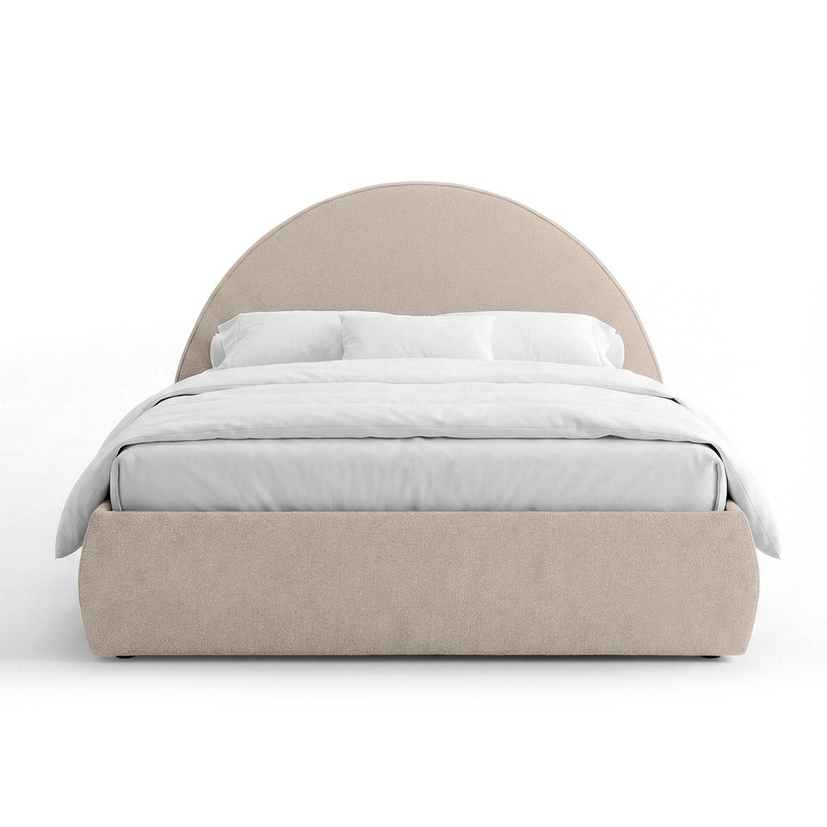 Orizo Upholstered Ottoman Bed with Storage and a Semicircular Headboard, Modern Style – Desert Powder (NOELLE 30)