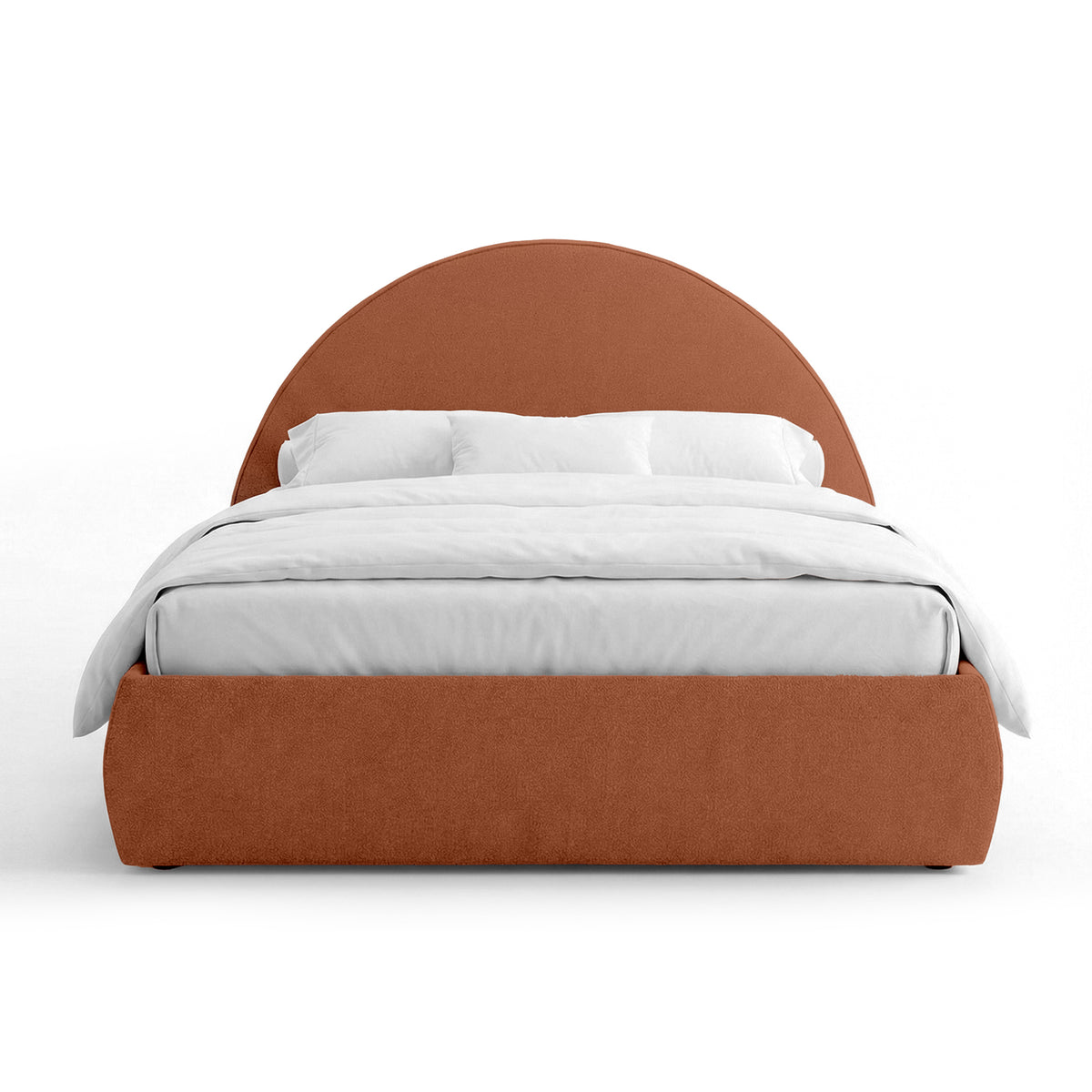 Orizo Upholstered Ottoman Bed with Storage and a Semicircular Headboard, Modern Style – Rusty Caramel (NOELLE 56)
