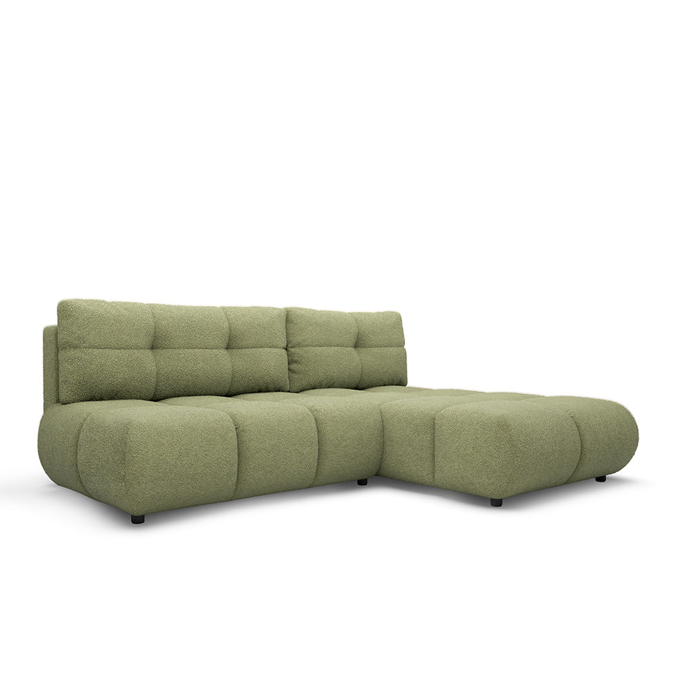 Milorya Corner Sofa Bed DL 230 cm, Modern Style – Right-sided, Olive Moss (NOW OR NEVER 38)