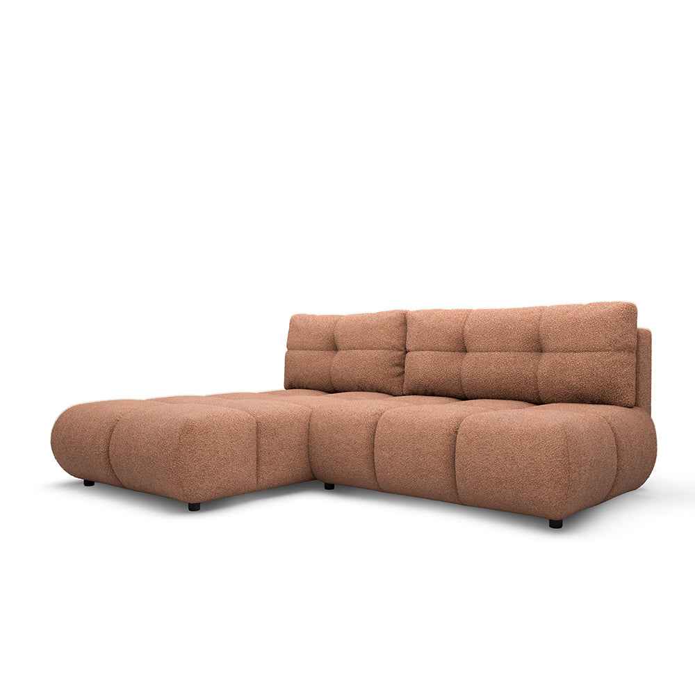 Milorya Corner Sofa Bed DL 230 cm, Modern Style – Left-sided, Brick Walnut (NOW OR NEVER 54)