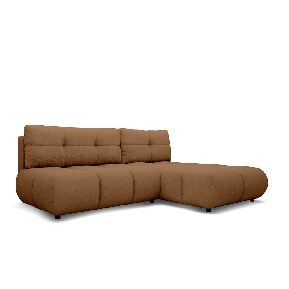 Milorya Corner Sofa Bed DL 230 cm, Modern Style – Right-sided, Caramel Terra (NOW OR NEVER 56)