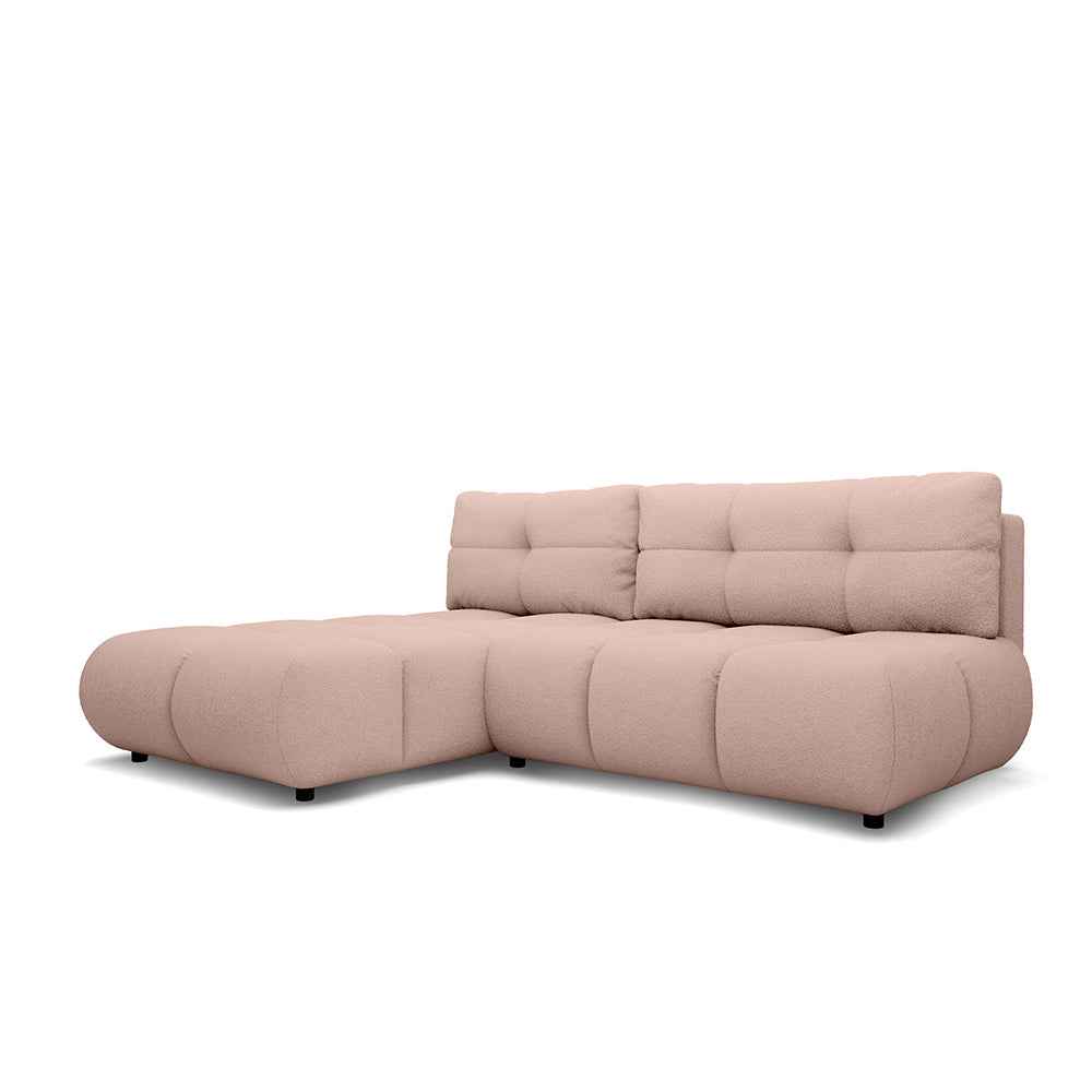 Milorya Corner Sofa Bed DL 230 cm, Modern Style – Left-sided, Powder Coral (NOW OR NEVER 61)