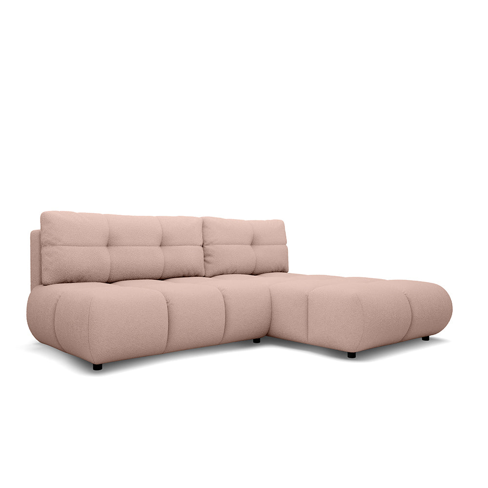 Milorya Corner Sofa Bed DL 230 cm, Modern Style – Right-sided, Powder Coral (NOW OR NEVER 61)