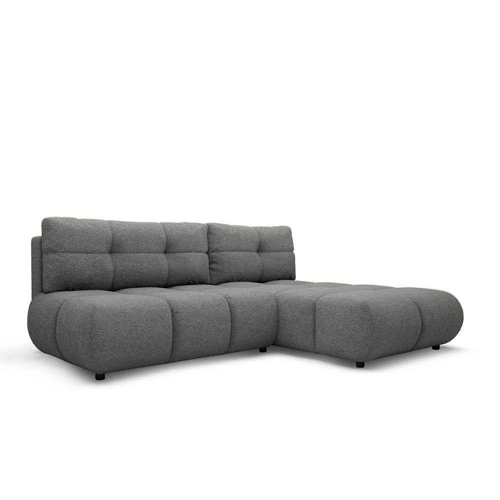 Milorya Corner Sofa Bed DL 230 cm, Modern Style – Right-sided, Stone Graphite (NOW OR NEVER 92)