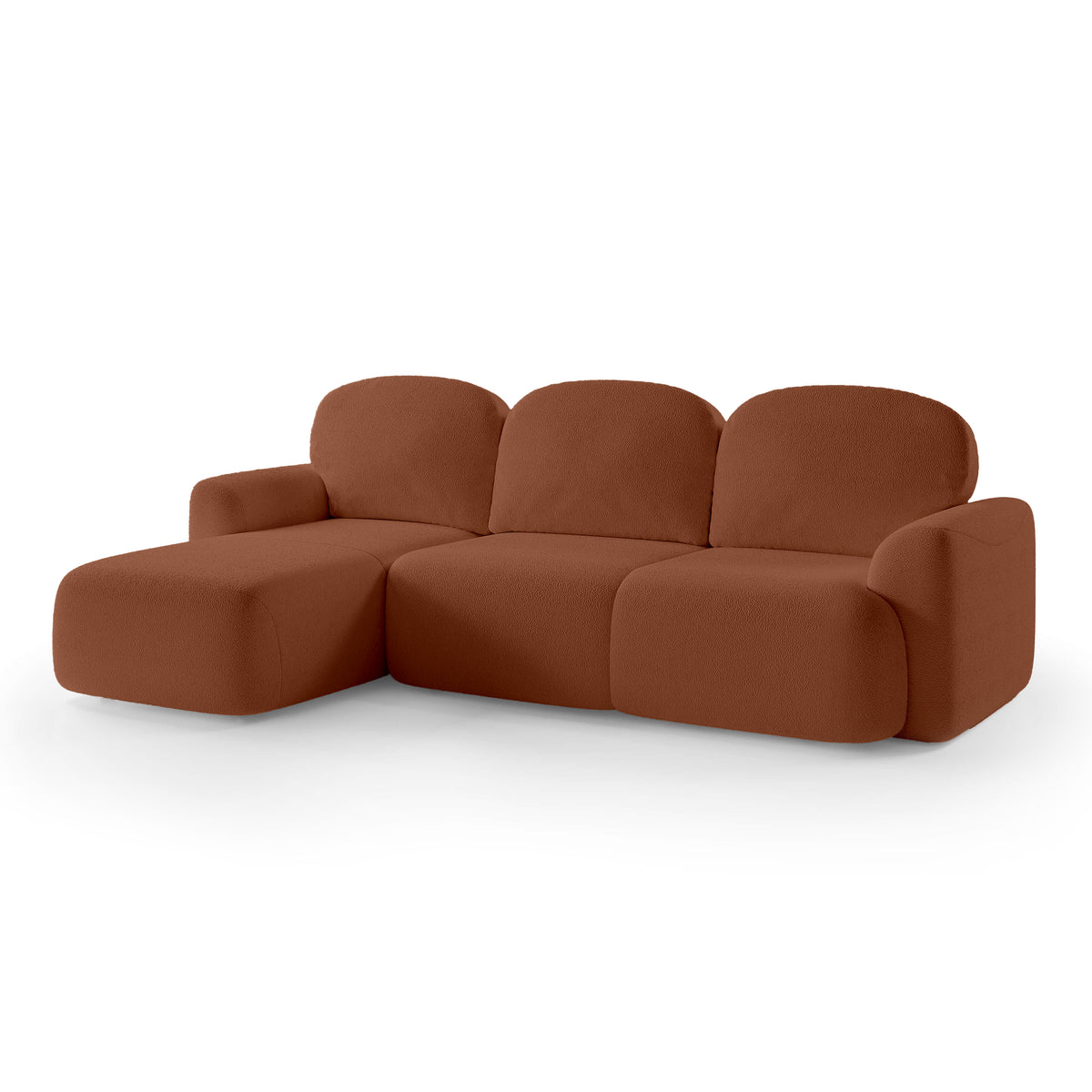 Bulu 3–4 Seater Corner Sofa Bed DL 260 cm, Modern Style – Left-Sided, Caramel Wood (PERFECT HARMONY 52)