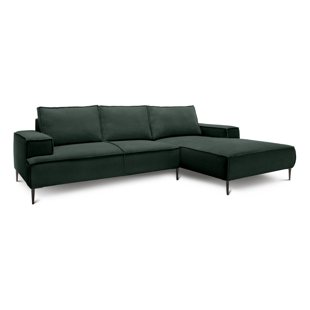 May 3 Seater Corner Sofa 275 cm, Modern Classic Style – Forest Green (POSO 14), Right-handed