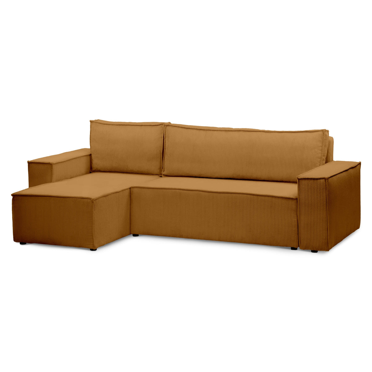 Agi 3 Seater Reversible Corner Sofa Bed 200x142–154, Loft Style – Caramel (POSO 42), Universal