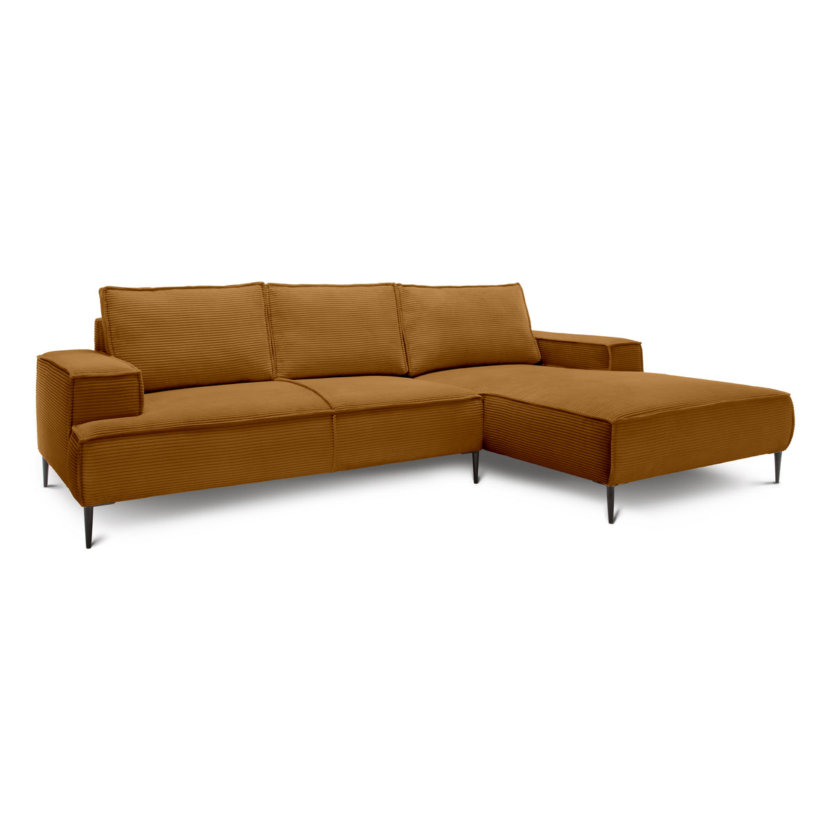 May 3 Seater Corner Sofa 275 cm, Modern Classic Style – Caramel (POSO 42), Right-handed