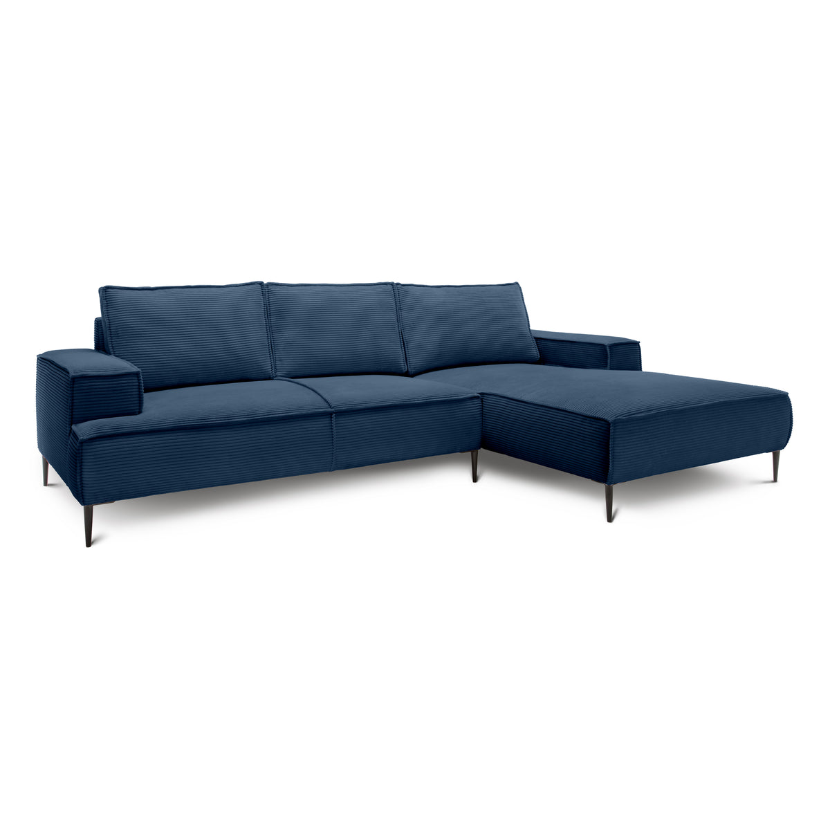 May 3 Seater Corner Sofa 275 cm, Modern Classic Style – Navy Blue Graphite (POSO 05), Right-handed