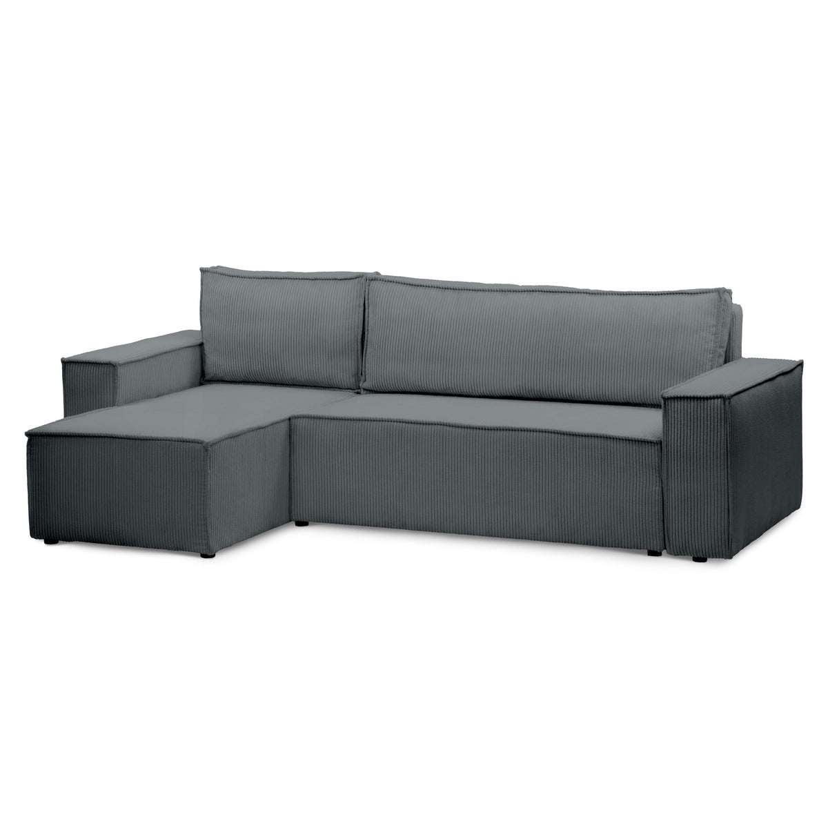 Agi 3 Seater Reversible Corner Sofa Bed 200x142–154, Loft Style – Graphite Moss (POSO 60), Universal